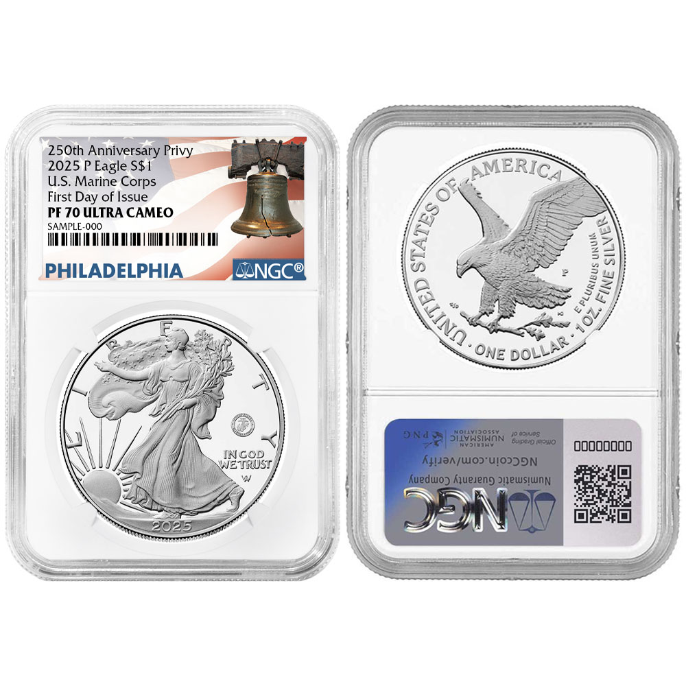 2025-P Proof $1 American Silver Eagle Marine Corps Privy NGC