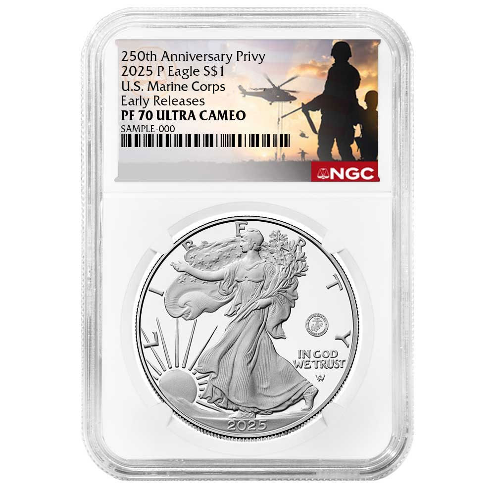 2025-P Proof $1 American Silver Eagle Marine Corps Privy NGC