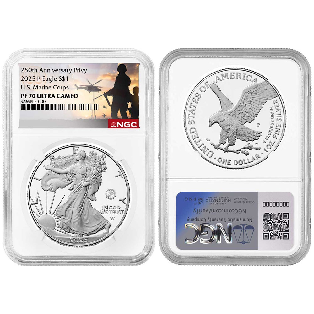 2025-P Proof $1 American Silver Eagle Marine Corps Privy NGC