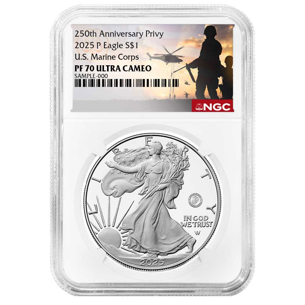 2025-P Proof $1 American Silver Eagle Marine Corps Privy NGC