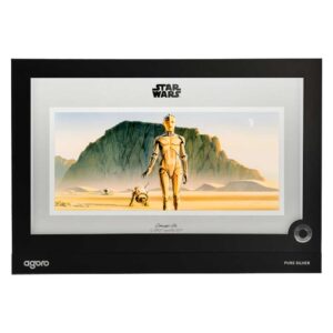 2026 $2 Star Wars Concept Art C-3PO and R2-D2 Foil 1 oz Silver By Agoro Mintage of 1000