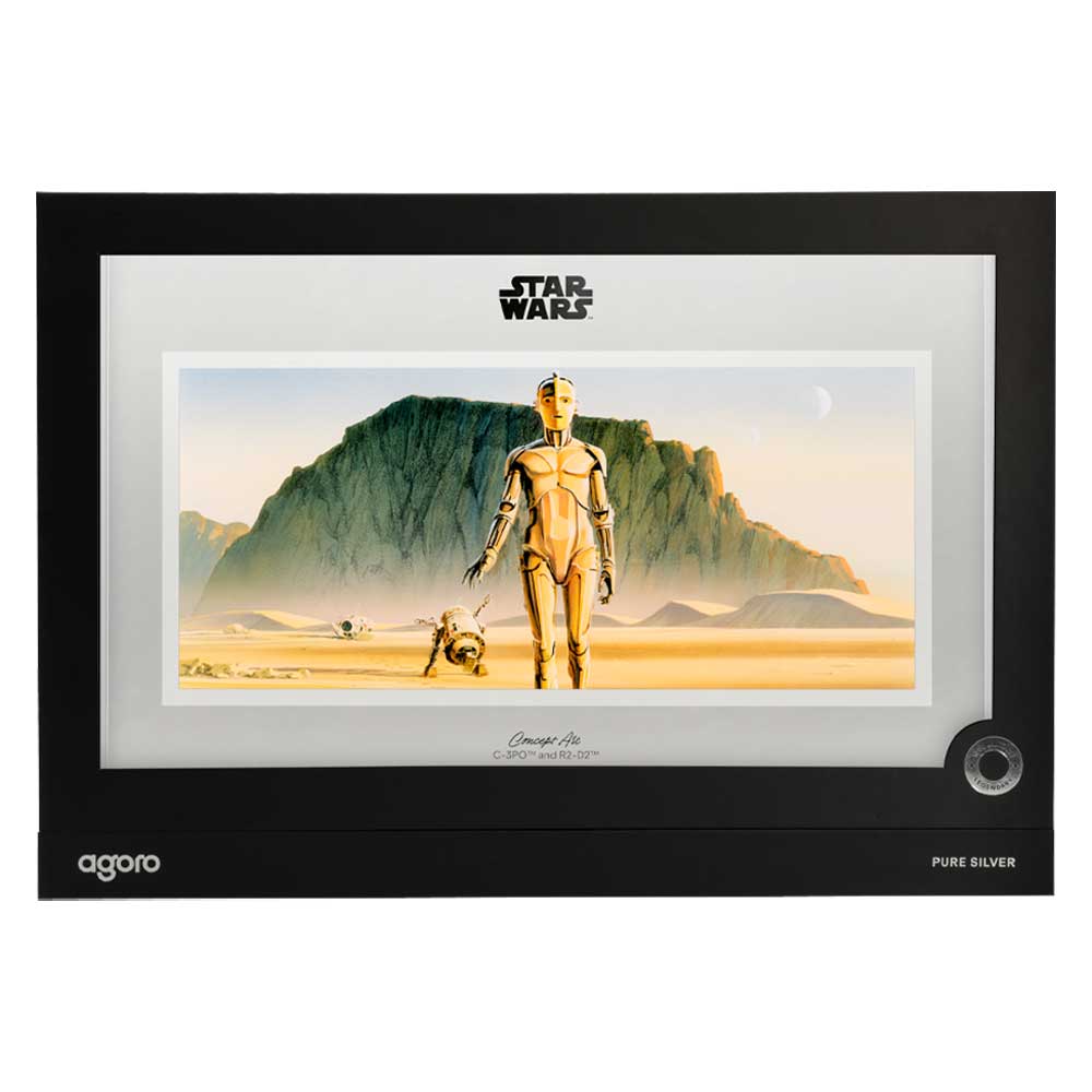 2026 $2 Star Wars Concept Art C-3PO and R2-D2 Foil 1 oz Silver By