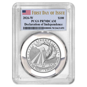 2026-W Proof $100 American Platinum Eagle Declaration of Independence PCGS PR70DCAM FDOI Flag Label