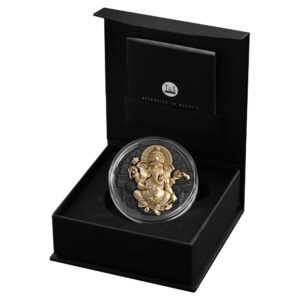 2025 $10 Ganesha 5 oz Ultra High Relief Antiqued & Gilded Silver Coin by T&S Coin Mintage of 108