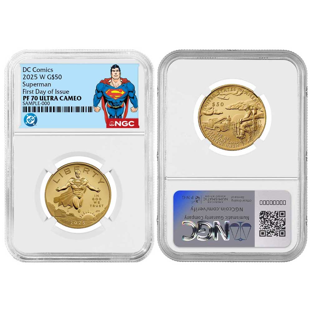 2025-W Proof $50 Superman DC Comics 1/2 oz Gold Coin - Pinehurst Coins