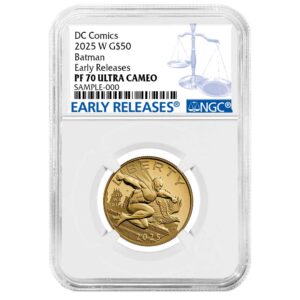 2025-W Proof $50 Batman DC Comics 1/2 oz Gold Coin NGC PF70UC ER Blue Label