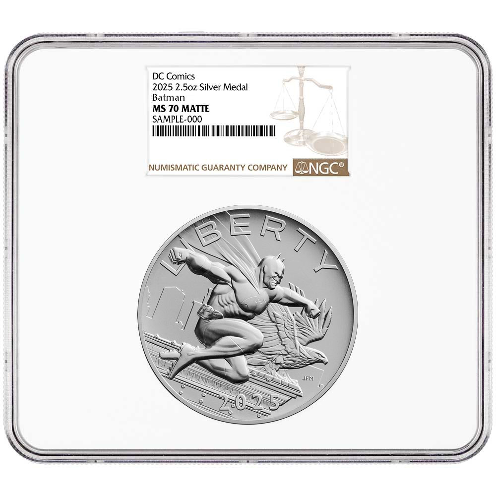 Presale – 2025 Batman DC Comics 2.5 oz Silver Medal NGC MS70 Brown Label
