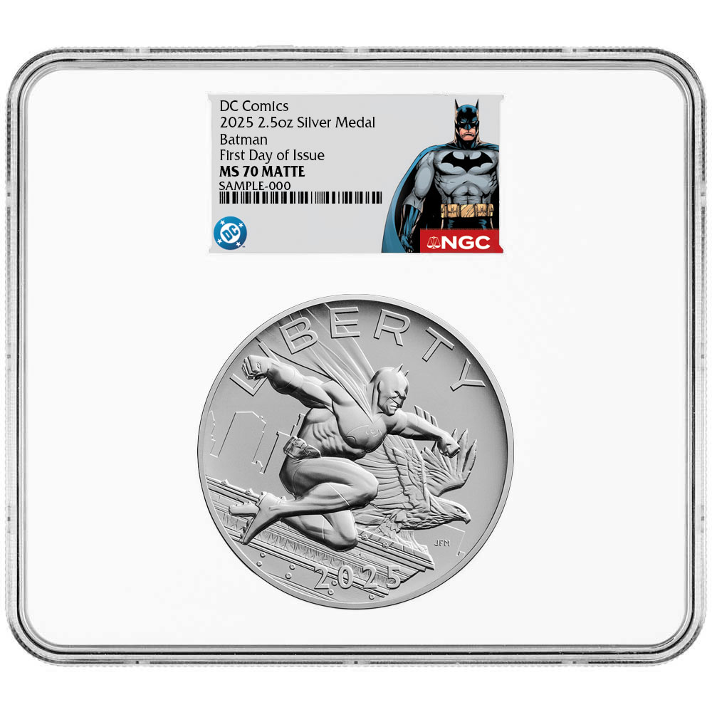 Presale – 2025 Batman DC Comics 2.5 oz Silver Medal NGC MS70 FDI Batman Label