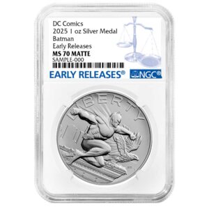 2025 Batman DC Comics 1 oz Silver Medal NGC MS70 ER Blue Label