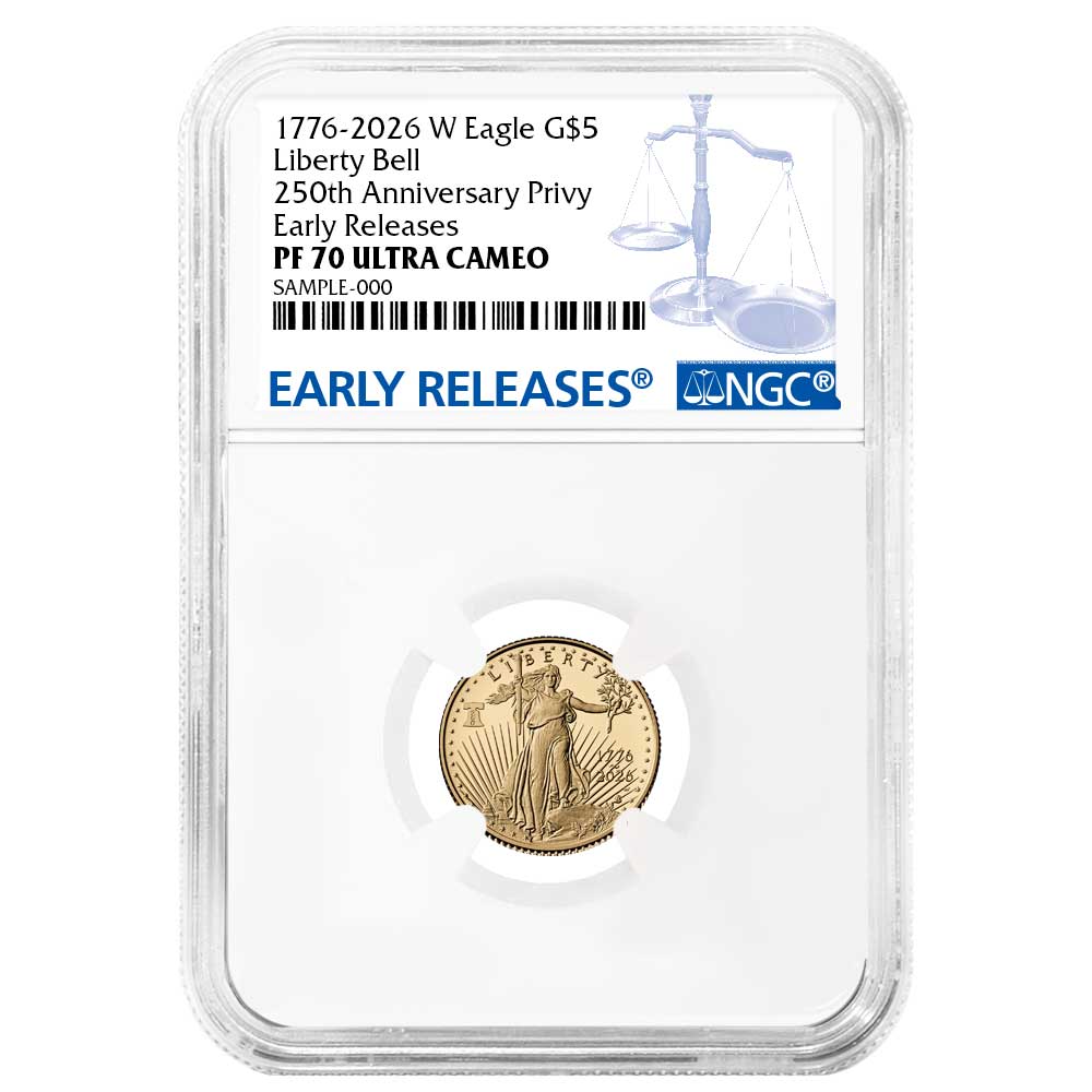 2026-W Proof American $5 American Gold Eagle 1/10 oz NGC PF70UC ER Blue Label