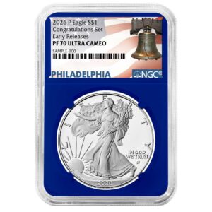 2026-P Proof $1 American Silver Eagle Congratulations Set NGC PF70UC ER Liberty Bell Label Blue Core
