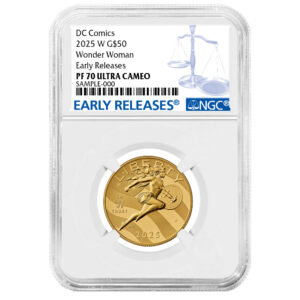 2025-W Proof $50 Wonder Woman DC Comics 1/2 oz Gold Coin NGC PF70UC ER Blue Label