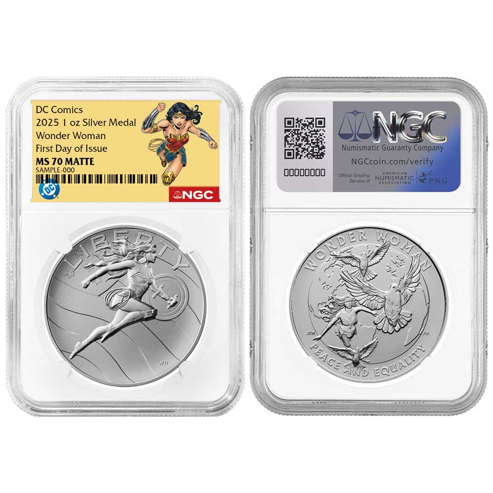 2025 Wonder Woman DC Comics 1 oz Silver Medal NGC MS70 FDI Wonder