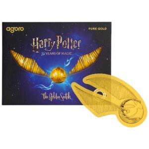 2026 $1 Harry Potter 25 Years of Magic- Golden Snitch Fractional Gold By Agoro Mintage of 2000