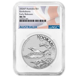 2026 $1 Australian Silver Kookaburra 1 oz NGC MS70 ER Australian Flag Label