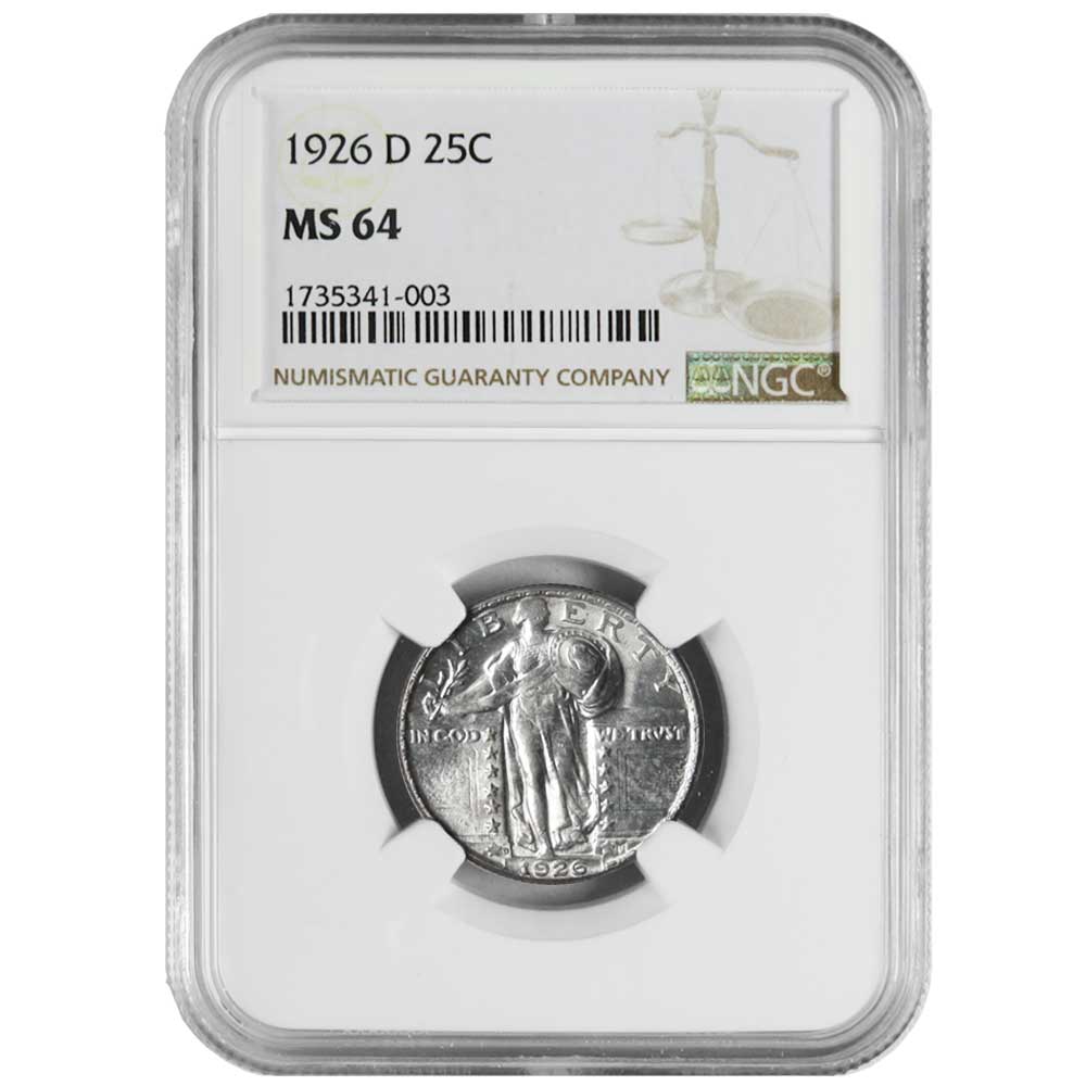 1926-D Standing Liberty Quarter 25c NGC MS64 White Coin
