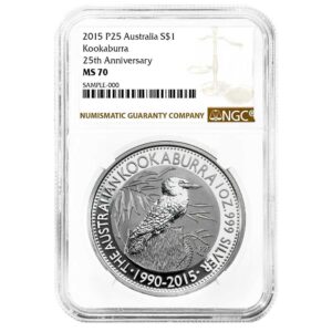 2015 S$1 Australia 25th Anniversary Kookaburra NGC MS70 Brown Label