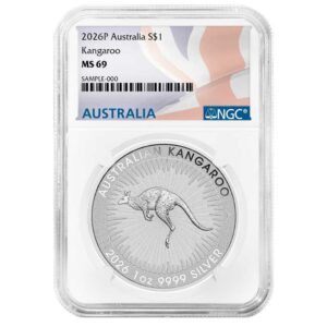 2026 $1 Australia Silver Kangaroo NGC MS69 Australian Flag Label