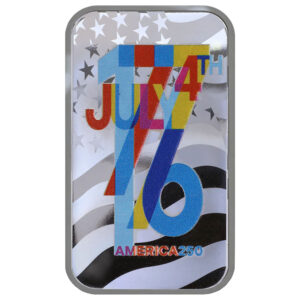 1 Troy oz Sunshine Mint 250th Anniversary 1776 Colorized Silver Bar