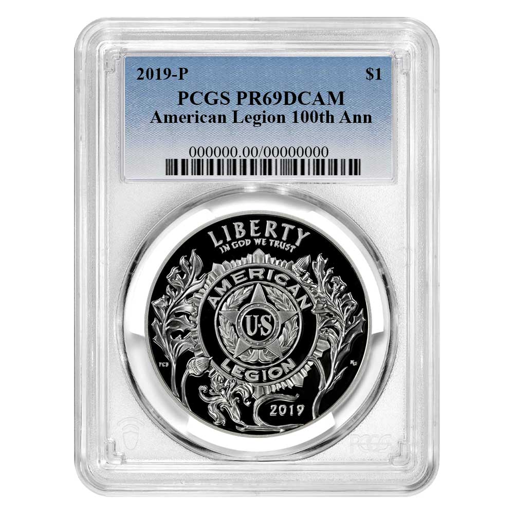 2019-P Proof $1 American Legion 100th Anniversary Silver Commemorative PCGS PR69DCAM Blue Label