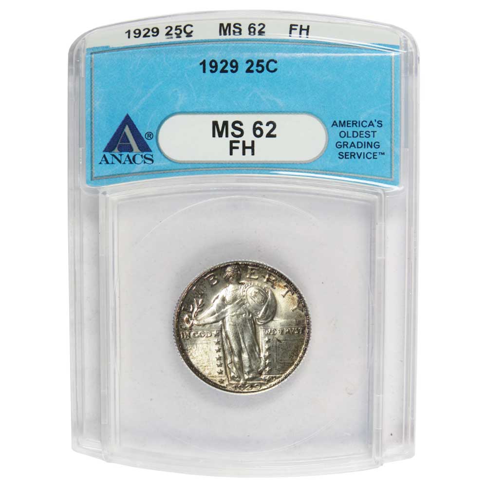 1929 25c Standing Liberty Quarter ANACS MS62 FH