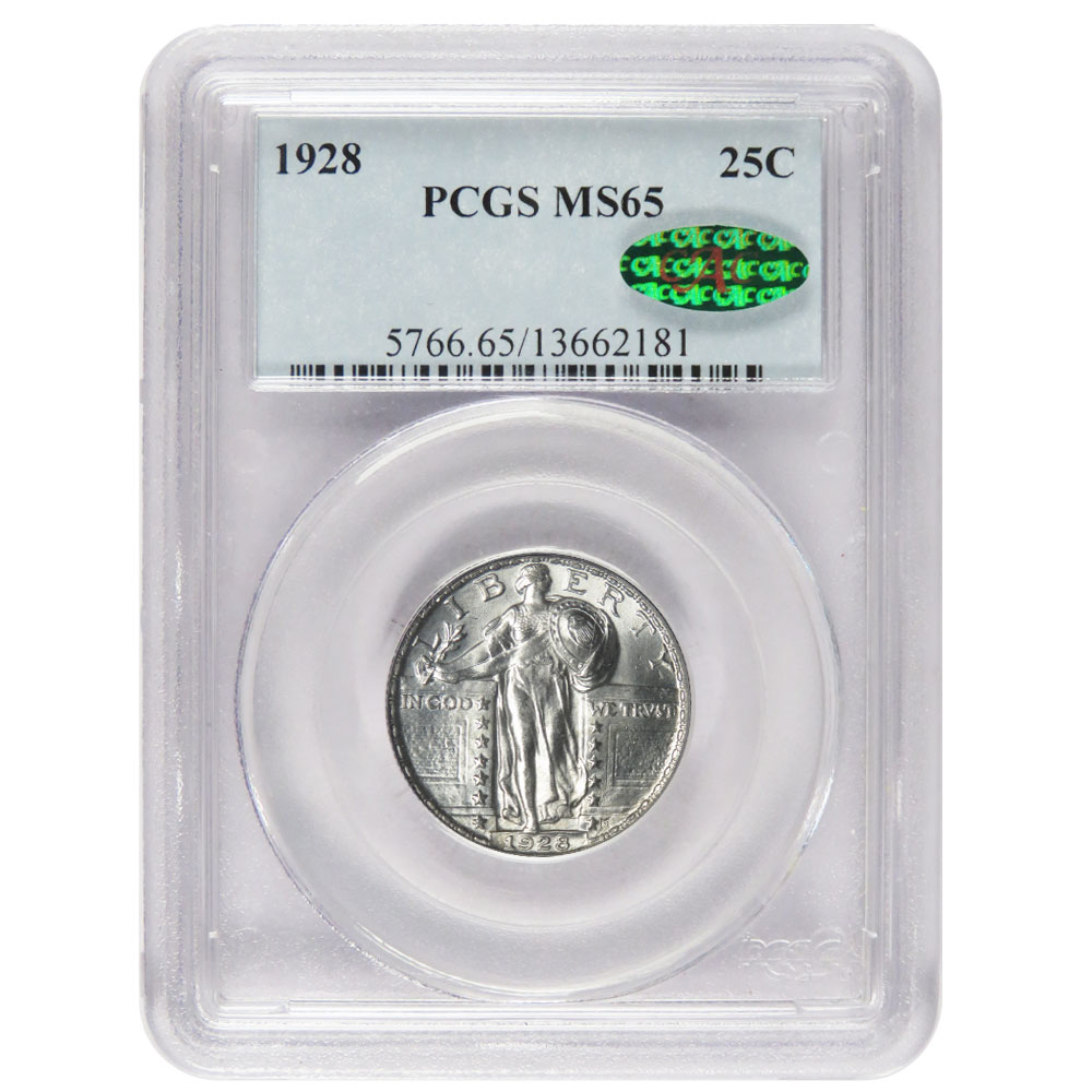 1928 25c Standing Liberty Quarter PCGS MS65 CAC Green Sticker