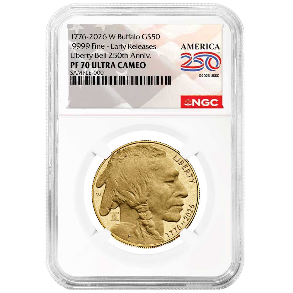 Presale - 2026-W Proof $50 American Gold Buffalo NGC PF70 ER American 250th Anniversary Label