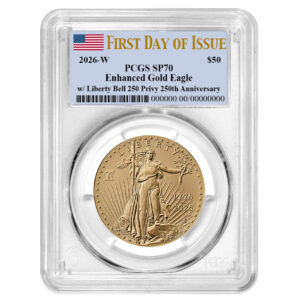 2026-W Enhanced Uncirculated $50 American Gold Eagle PCGS SP70 FDOI Flag Label