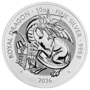 2026 U.K. 10 Pound 10 oz Silver Tudor Beast Royal Dragon BU