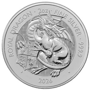 2026 U.K. 5 Pound 2 oz Silver Tudor Beast Royal Dragon Brilliant Uncirculated