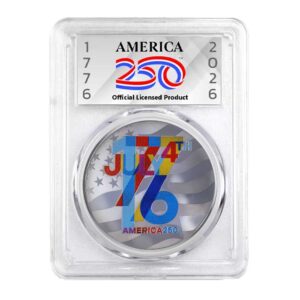 1 Troy oz Sunshine Mint 250th Anniversary 1776 Colorized Silver Round