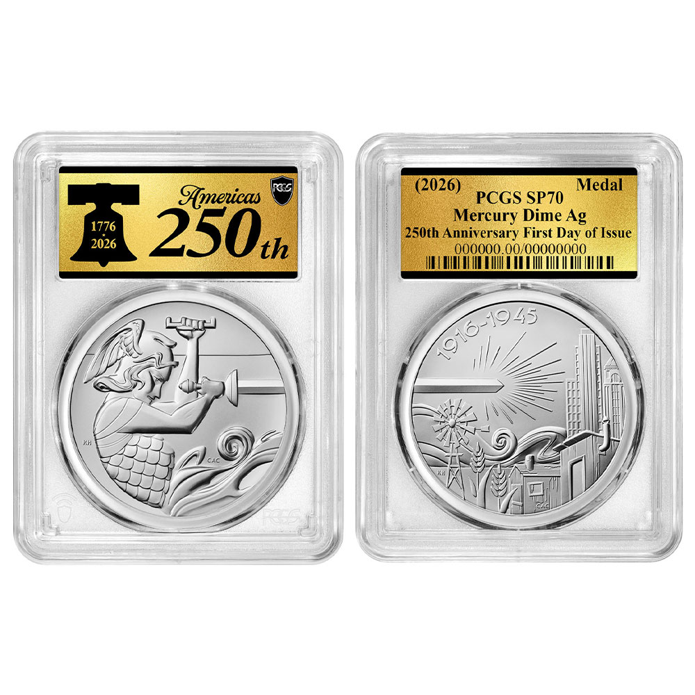 Presale - Best of the Mint Gold Mercury Dime and Silver Medal 2pc