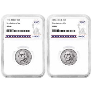 2026 25c Semiquincentennial Quarter Revolutionary War 2pc Set NGC MS66 250th Statue of Liberty Label