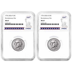 2026 25c Semiquincentennial Quarter Revolutionary War 2pc Set NGC MS67 250th Statue of Liberty Label