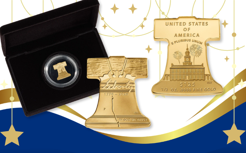 An image of the Freedom Ringing – Liberty Bell One-Half Ounce Gold Coin (only 2,026 were minted)