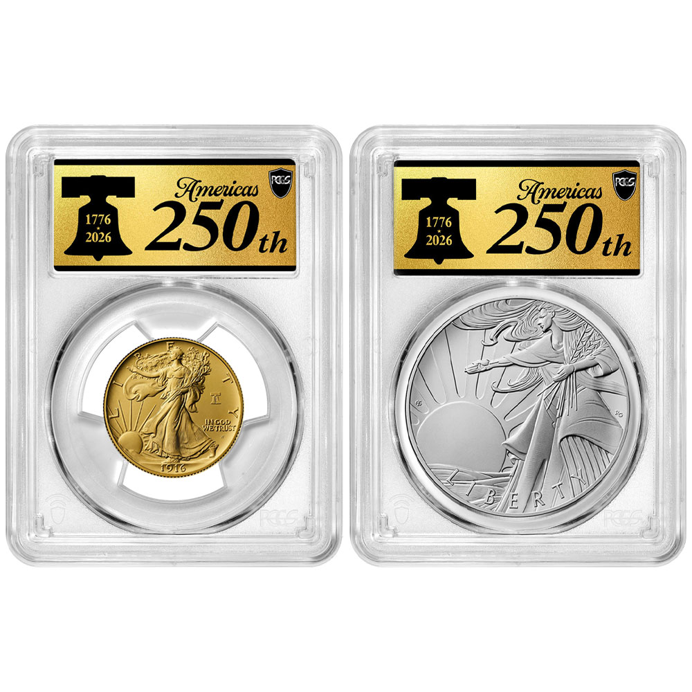 Presale – 2026 Best of the Mint Gold Walking Liberty Half Dollar and Silver Medal 2pc Set PCGS SP70 FS American 250th Anniversary Label