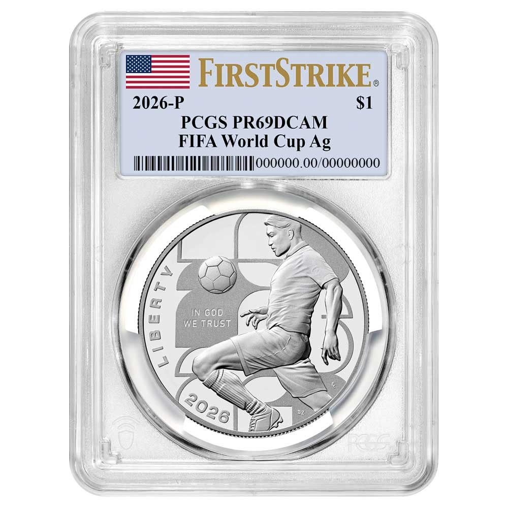 2026-P Proof $1 FIFA World Cup Silver Dollar PCGS PR69DCAM FS Flag Label