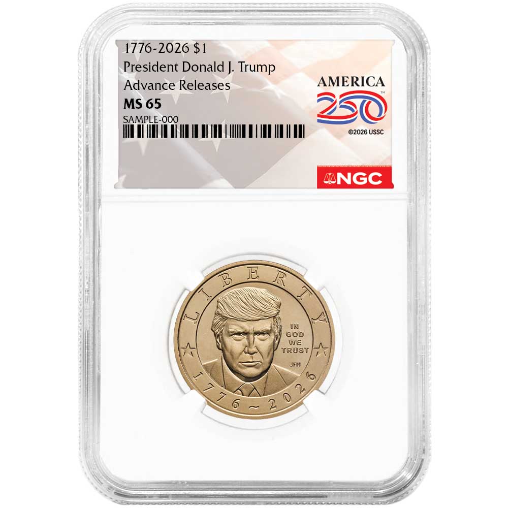 Presale - 2026 $1 President Donald J. Trump Semiquincentennial Dollar NGC MS65 AR American 250th Anniversary Label