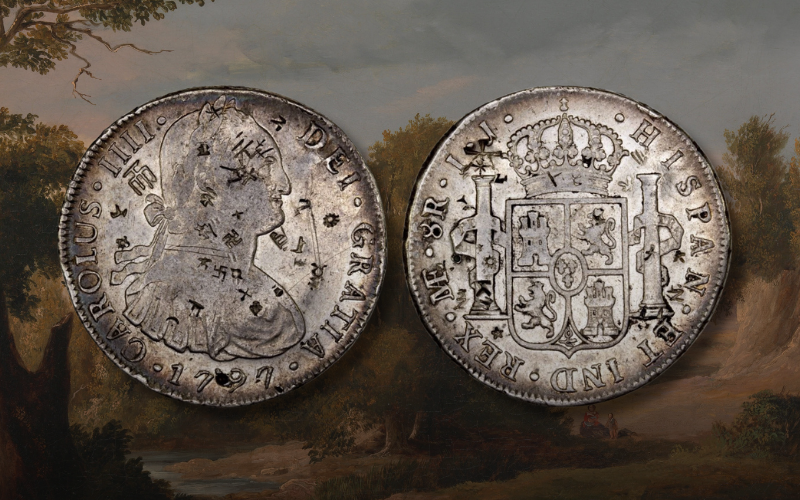 an image of a Spanish 8 Reales with a chop mark