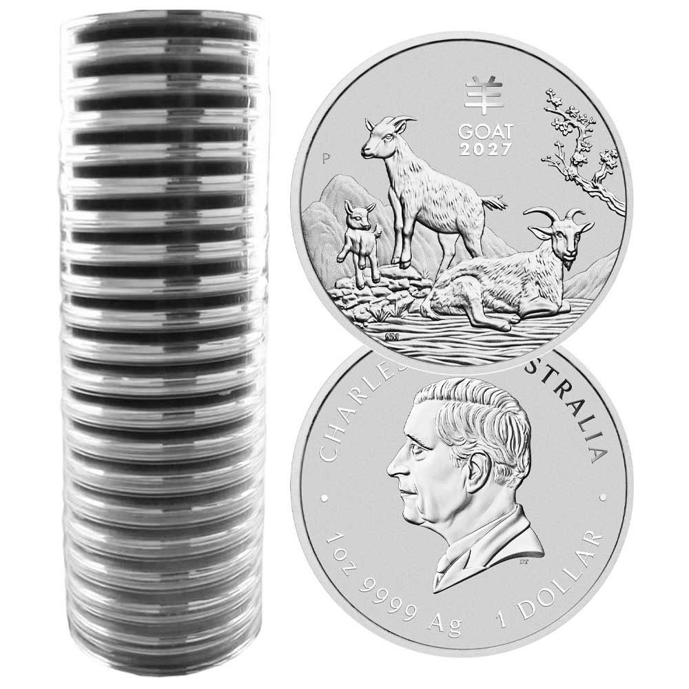 Roll of 20 – 2027 $1 Australian Silver Lunar Year of the Goat 1 oz BU